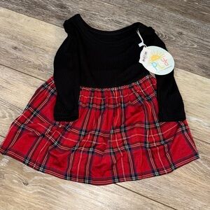 Little Sleepies holiday plaid twirl dress with bodysuit